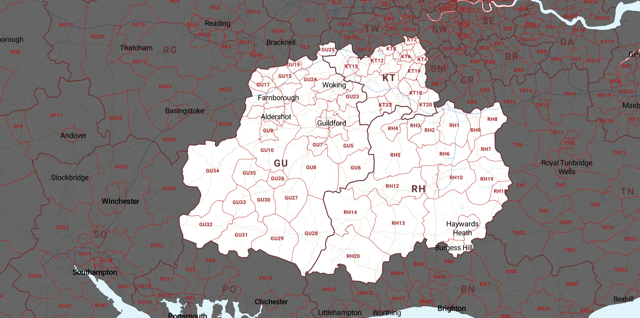 Service Areas Map